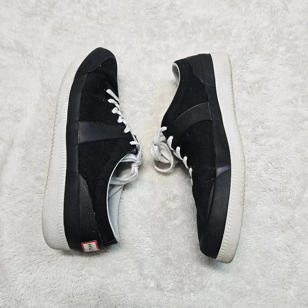 Hunter Black Canvas White Low Top Sneakers Men 12‎ Casual Classic Everyday Basic
